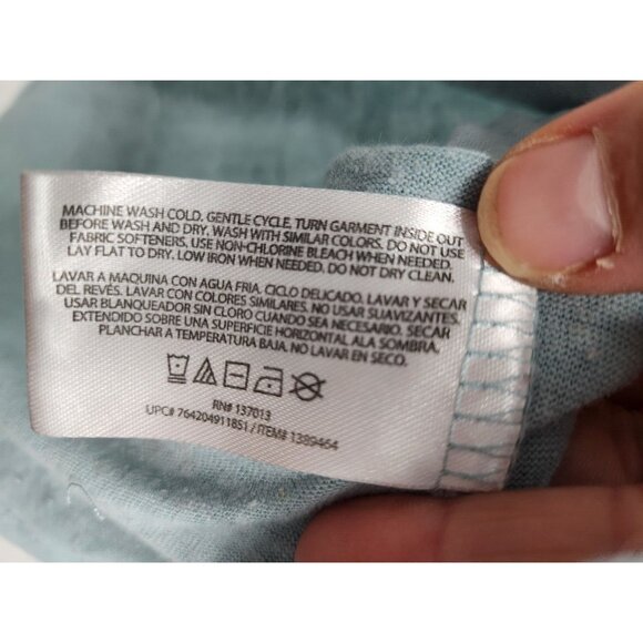 Orvis Classic Collection Womens Top Small Blue Linen Blend 3/4 Sleeve Minimalist - Picture 4 of 7